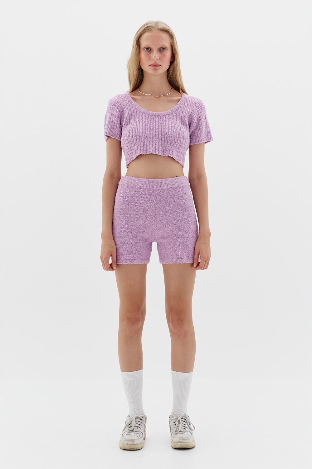 FLUFFY KNITTED TOP - VIOLET